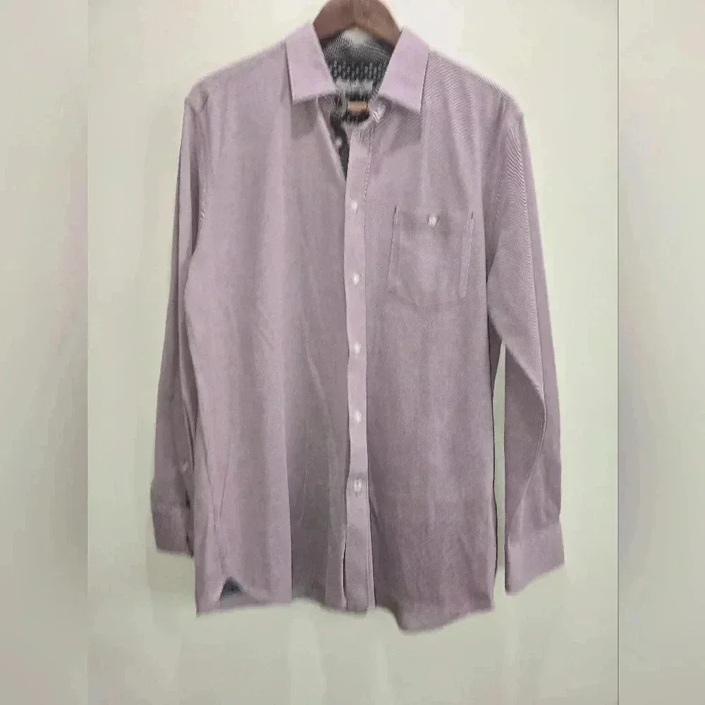 Ted Baker London Shirt Mens Small Purple Broader Slim Fit Pique Flip Cuff
